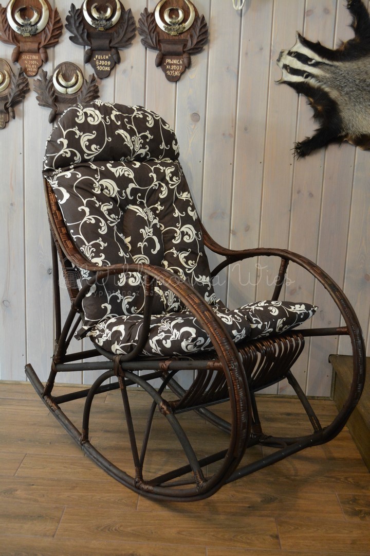 FOTEL WIKLINOWY BUJANY 'LORD' BRĄZ + PODUSZKA Głębokość mebla 100 cm