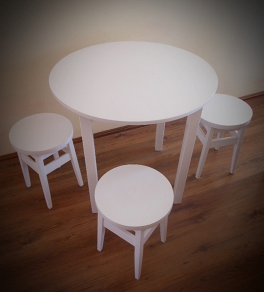 STÓŁ KUCHENNY OKRĄGŁY 80CM + 3 TABORETY BIAŁY INNY Kod producenta ZES-ST-3TAB