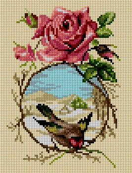 Výšivka křížová sada, kanva+mulina+jehly, 18x24