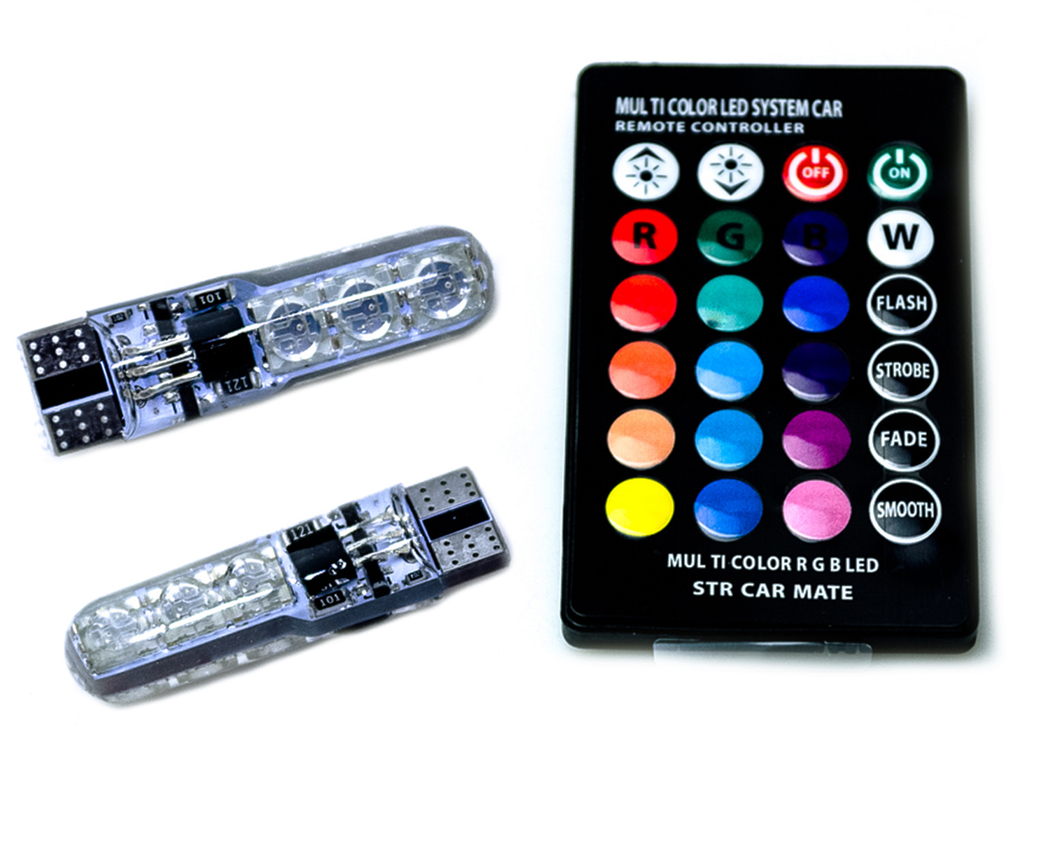 

Żarówki Led Rgb T10 W5W Postojowe Wnętrza + Pilot