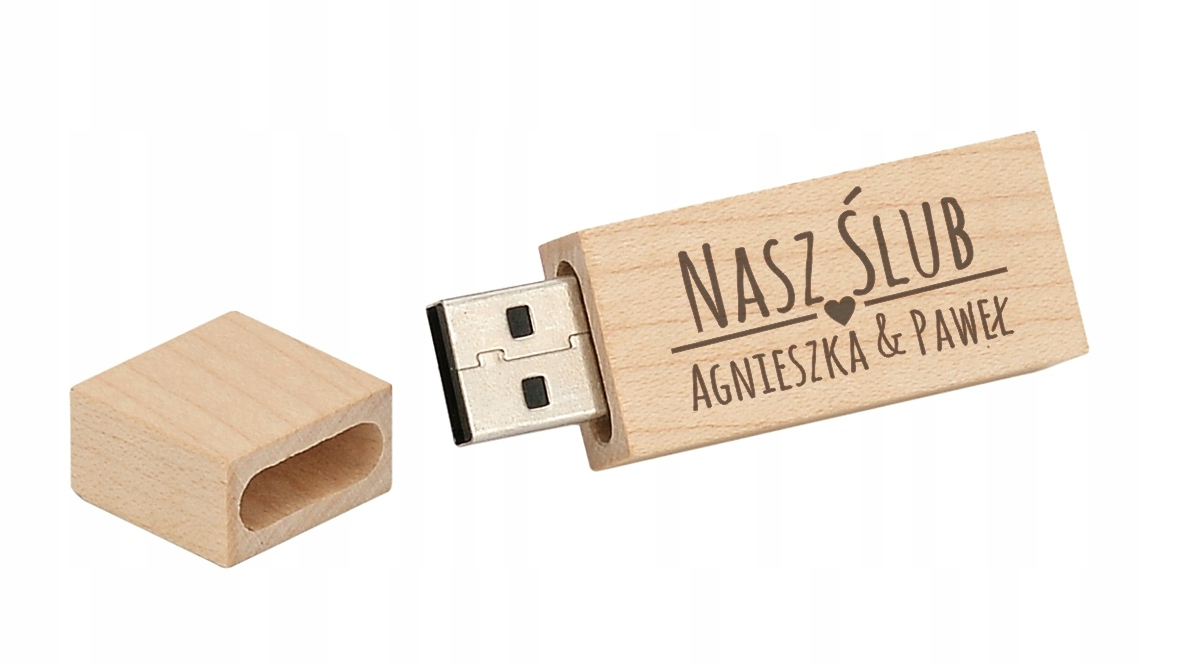 

Drewniany Pendrive z drewna foto Grawer Logo 16 Gb