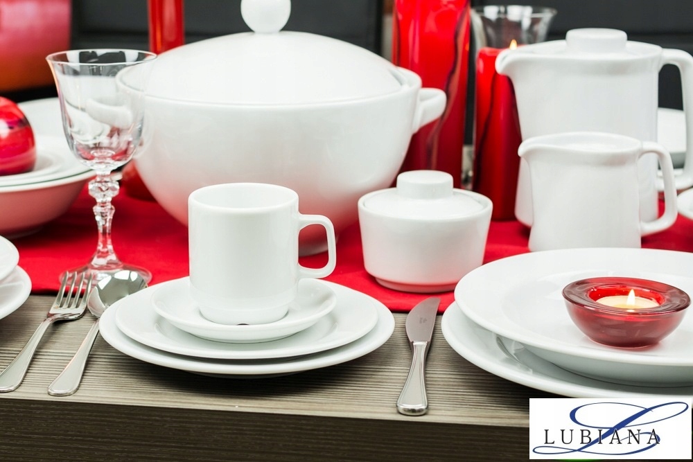 LUBIANA KASZUB HEL ZESTAW OBIADOWY I KAWOWY 187 el na 12 os BIAŁY OKRĄGŁY Rodzaj serwisu obiadowo-kawowy