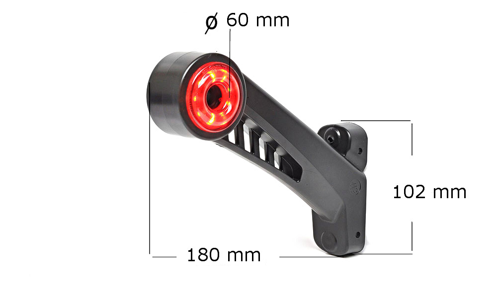 LED Lampa Obrys Biało Czerwona WAŚ nr 608BC Lewa Strona zabudowy Lewe boczne