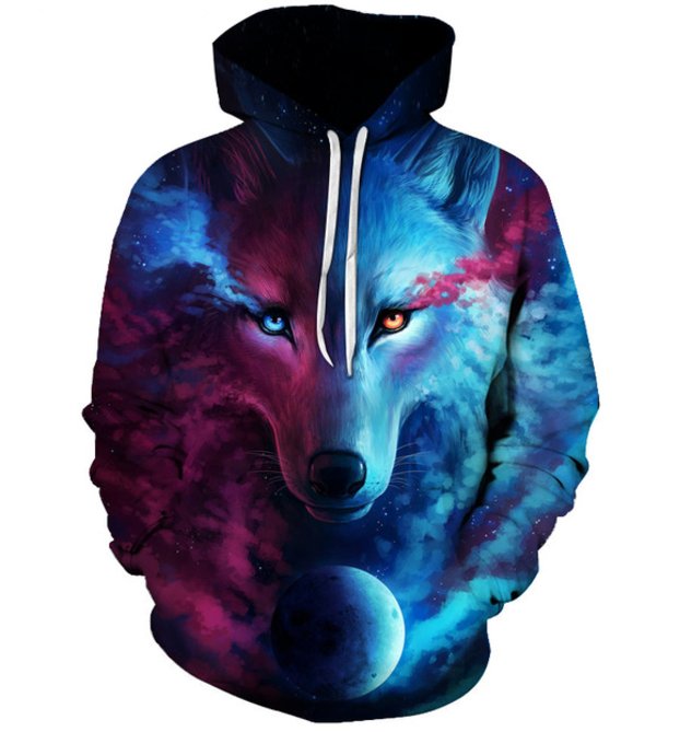 ХИТ НОВИНКА МУЖСКАЯ ТОЛСТОВКА 3D ВОЛК КОСМОС КАЧЕСТВО S