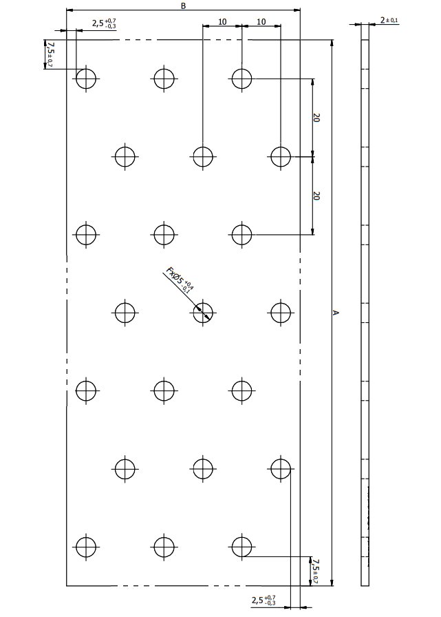 PP14 PŁYTKA PERFOROWANA ŁĄCZNIK PŁASKI OC 100x260 Długość wkręta 260 mm