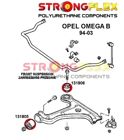 САЙЛЕНТБЛОК РИЧАГА Перед OPEL OMEGA B POLIURETAN Тип автомобиля Авто легковые foto 1