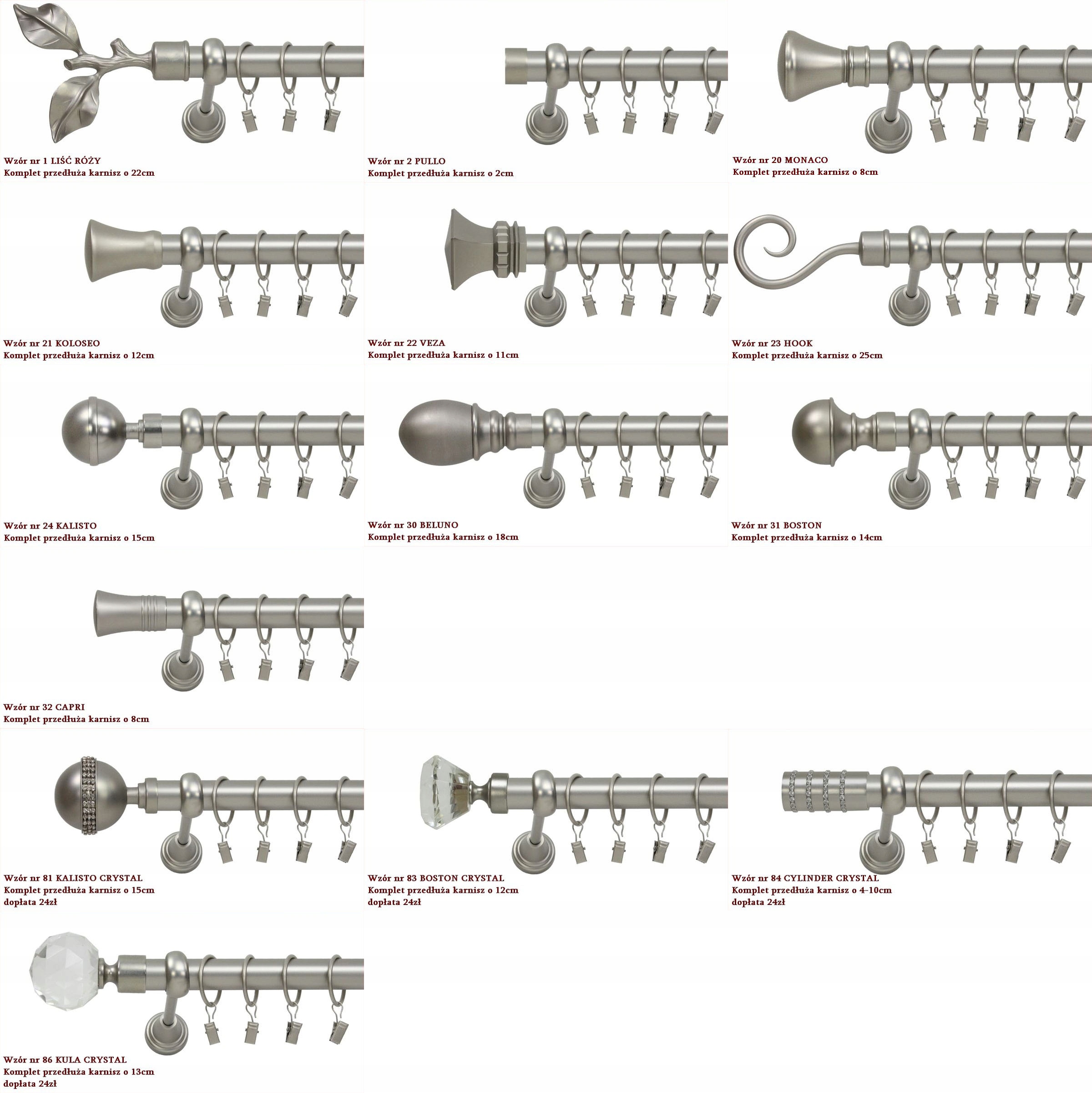 KARNISZE METALOWE POJEDYNCZE 25 mm 200 cm 2 m Rodzaj karnisza pojedynczy