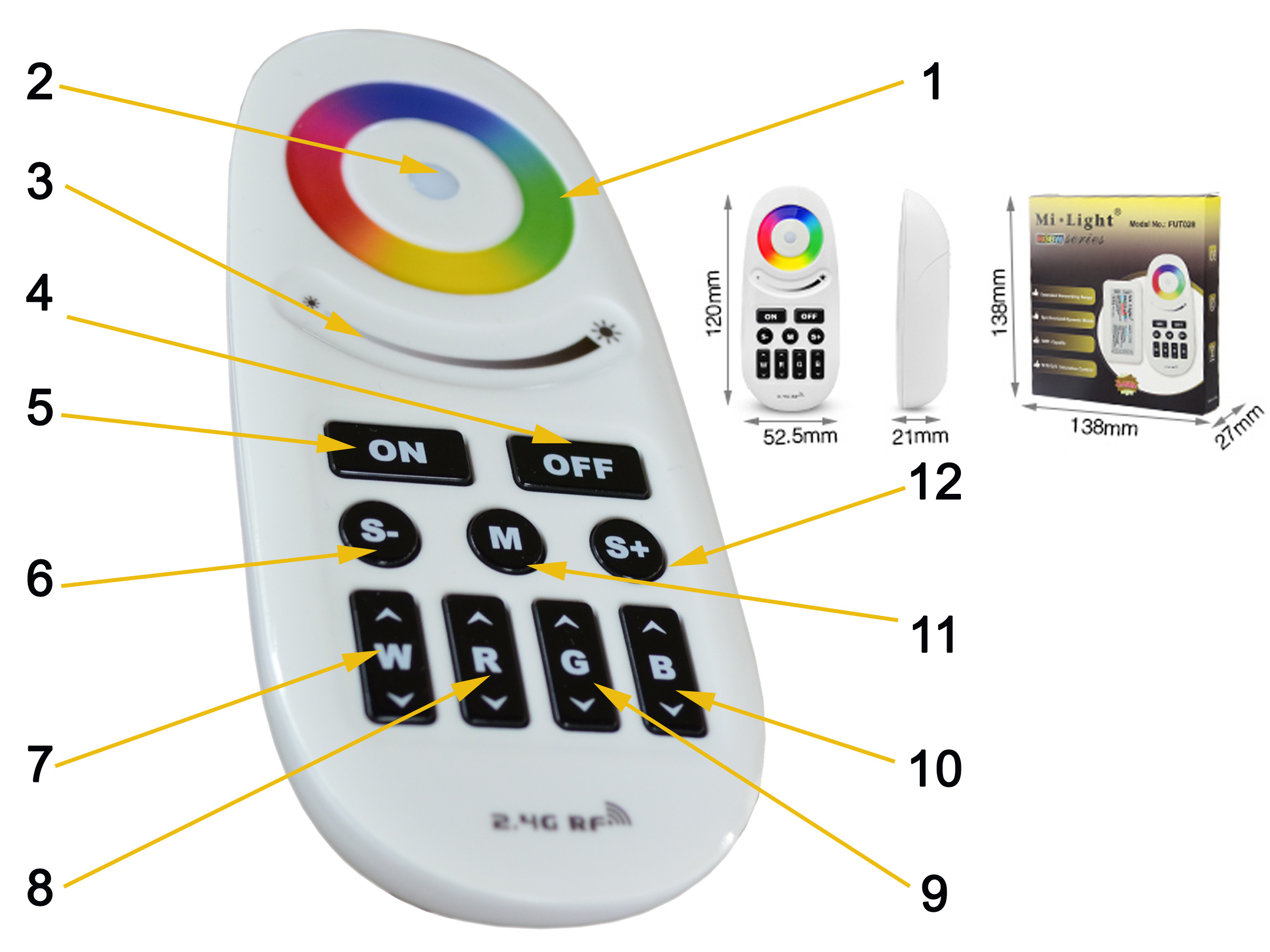 STEROWNIK RF S111 RGBW DO LED PILOT MILIGHT FUT028 Typ pilot