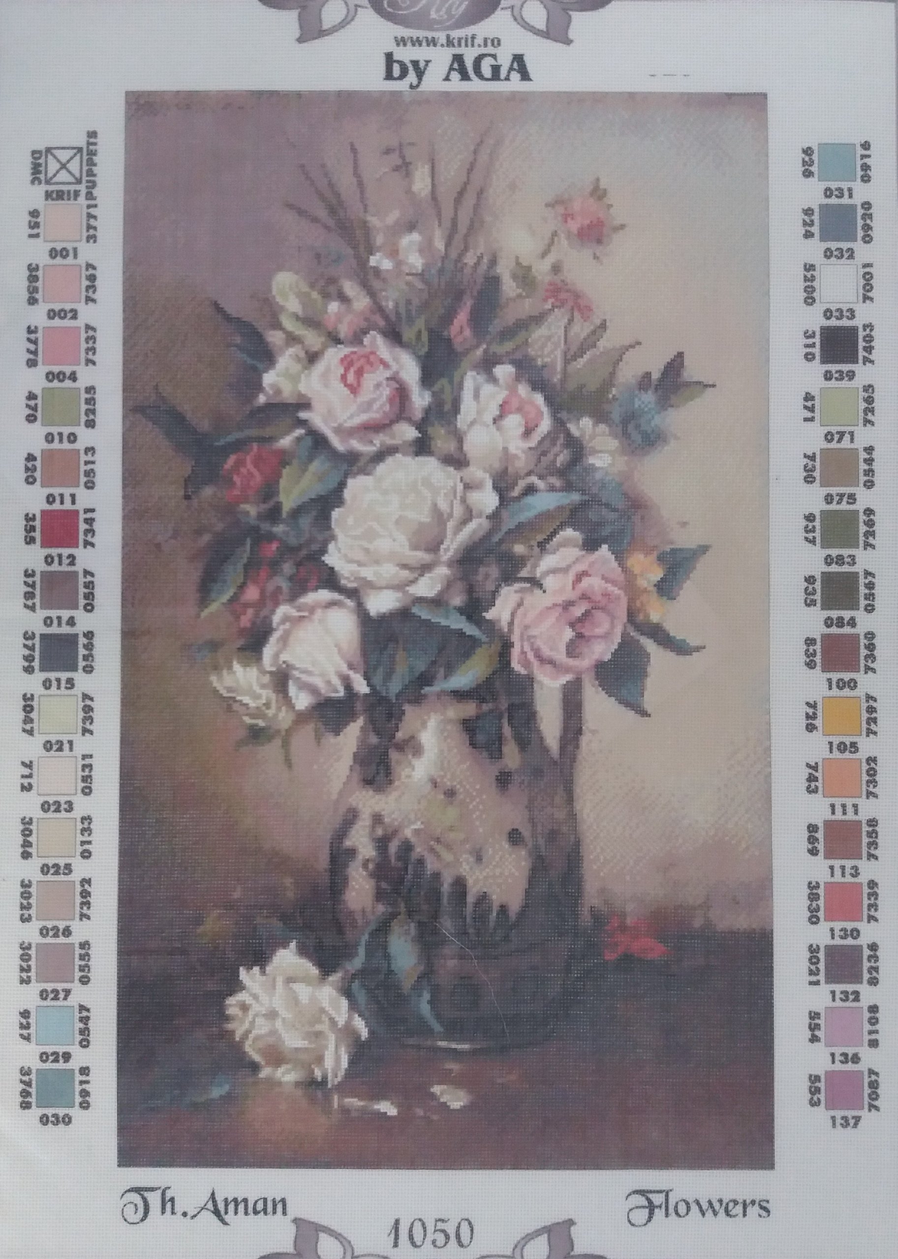 KANWA HAFT KRZYŻYKOWY 20x33 KWIATY - 1050