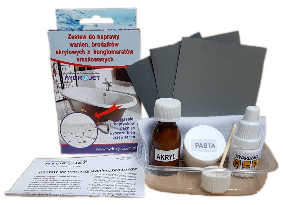 Zestaw do naprawy uszkodzeń wanny brodzika akrylu Marka Hydro-Jet