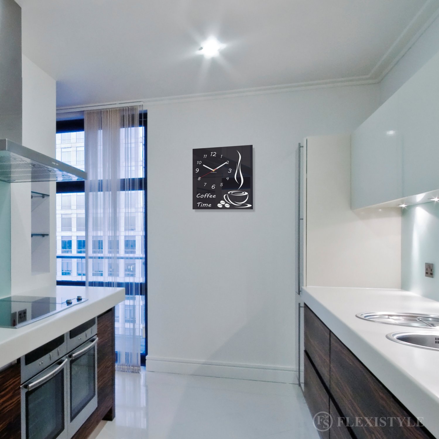 Kuchenny zegar ścienny COFFEE TIME do kuchni cichy Zasilanie baterie