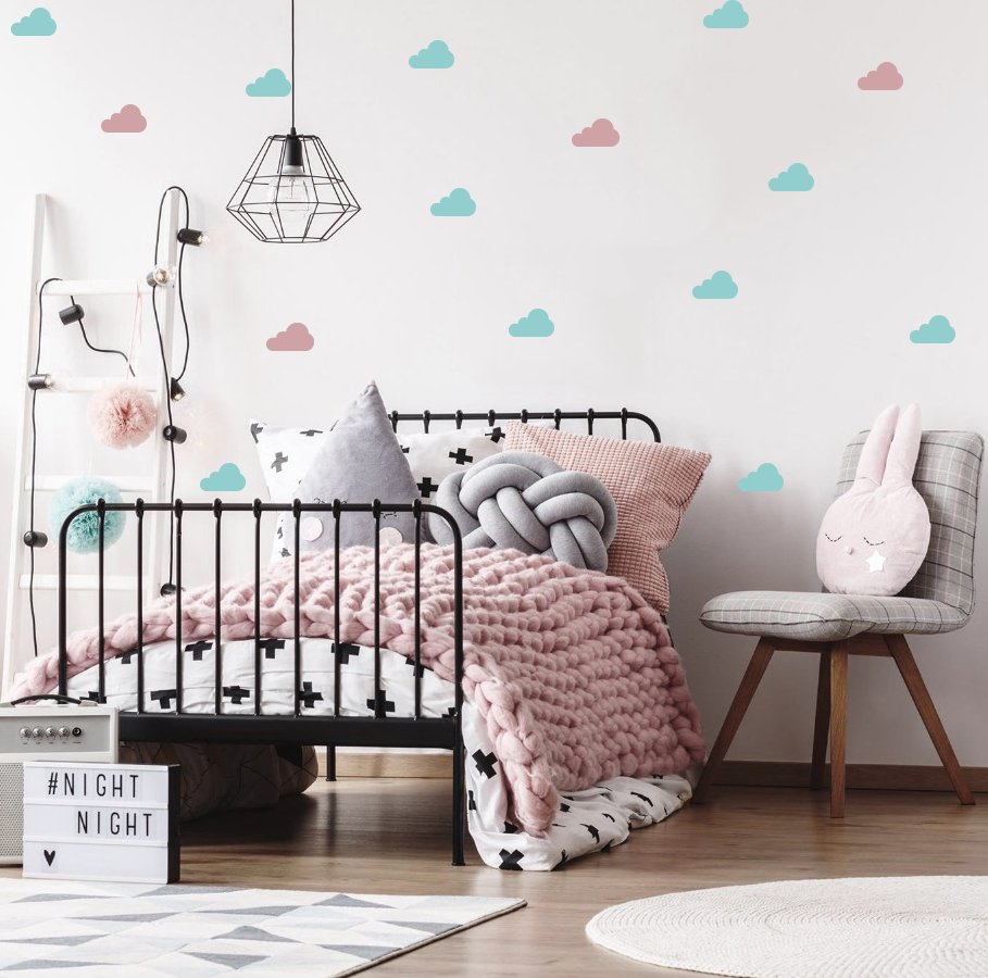 NAKLEJKI NA ŚCIANĘ CHMURY CHMURKI MEGA KOMPLET Płeć Chłopcy Dziewczynki