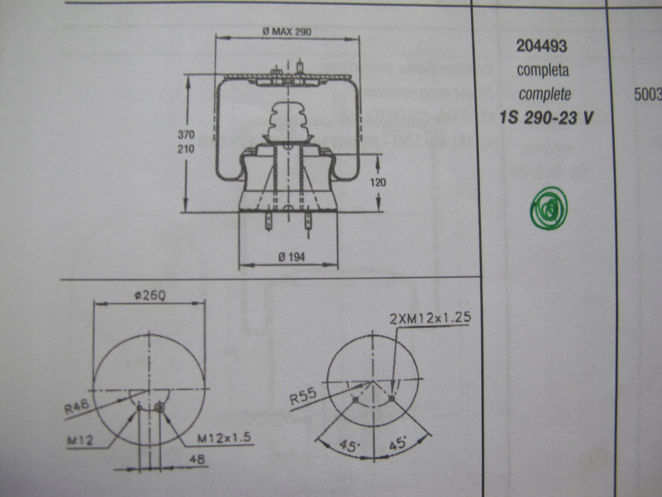 204493 - сильфон подушка IVECO 491 CITYCLASS OE: 500330231
