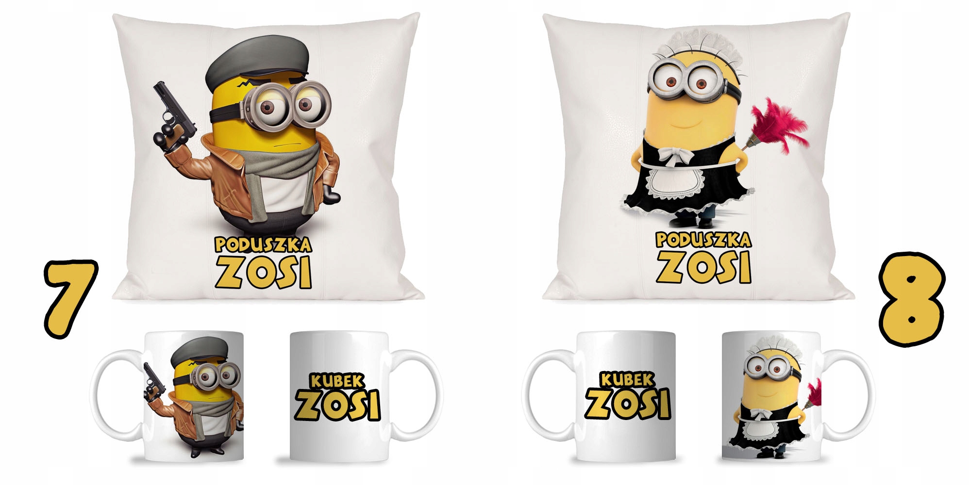 ZESTAW KUBEK + PODUSZKA MINIONKI + IMIĘ + GRATIS Płeć Chłopcy Dziewczynki