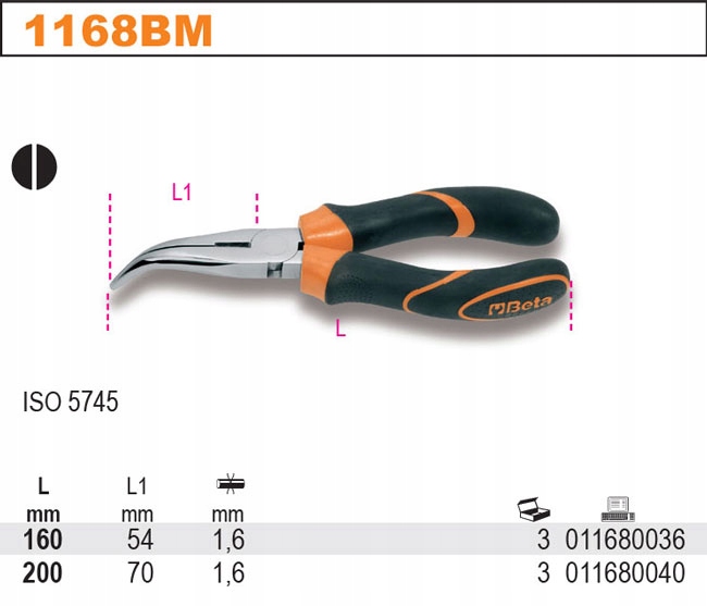 BETA SZCZYPCE PÓŁOKRĄGŁE ODGIĘTE 1168BM/160 160MM Kod producenta 1168BM/160