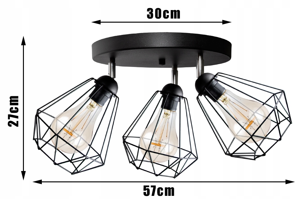SUFITOWA LAMPA PLAFON DIAMENT LOFT EDISON 3xE27 Zasilanie sieciowe