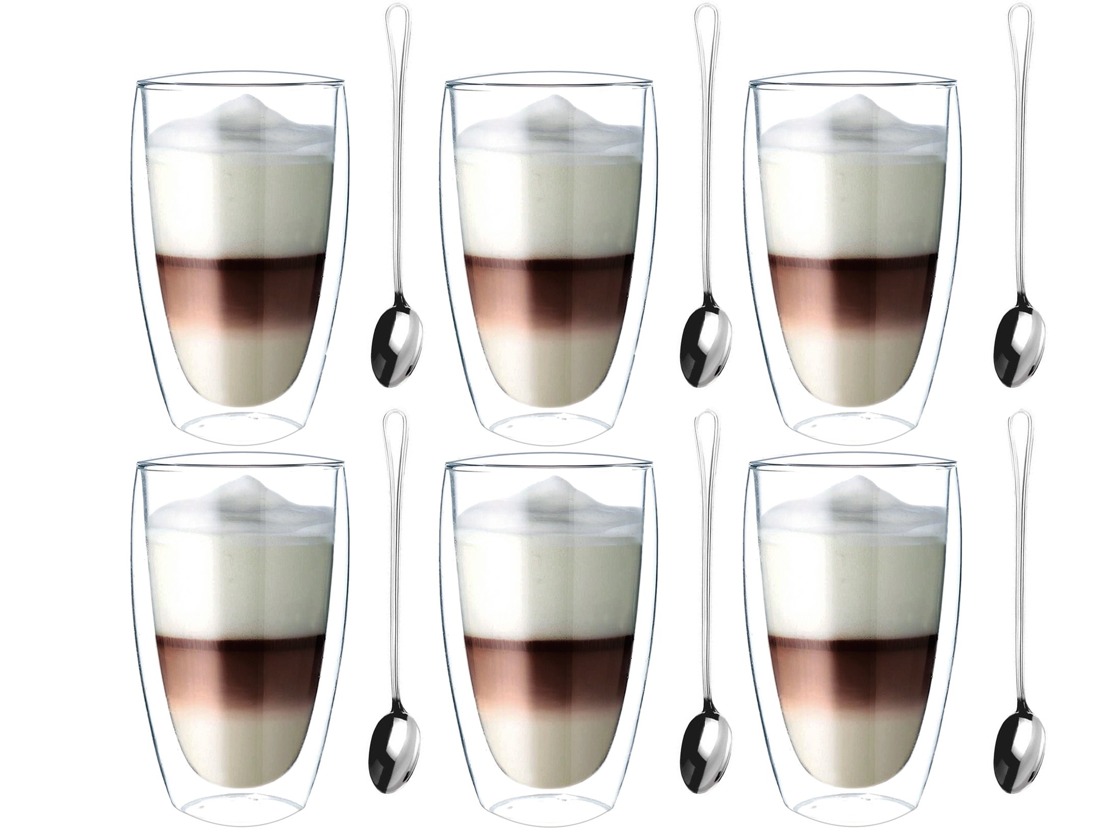 

Szklanki Termiczne Kawy Latte Łyżeczki Zestaw X6