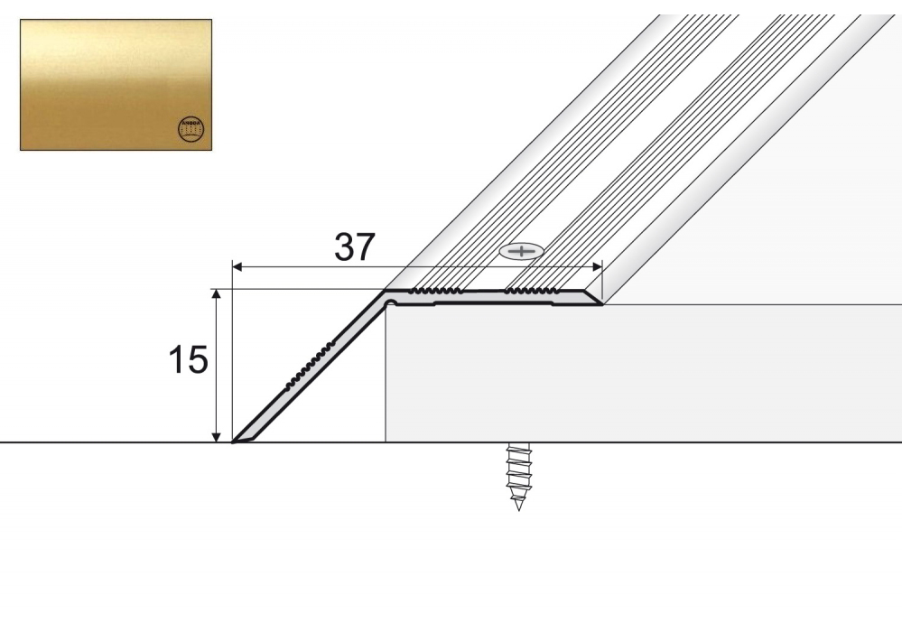 

Kątownik dylatacyjny A39, 120cm Złoto 15x37mm