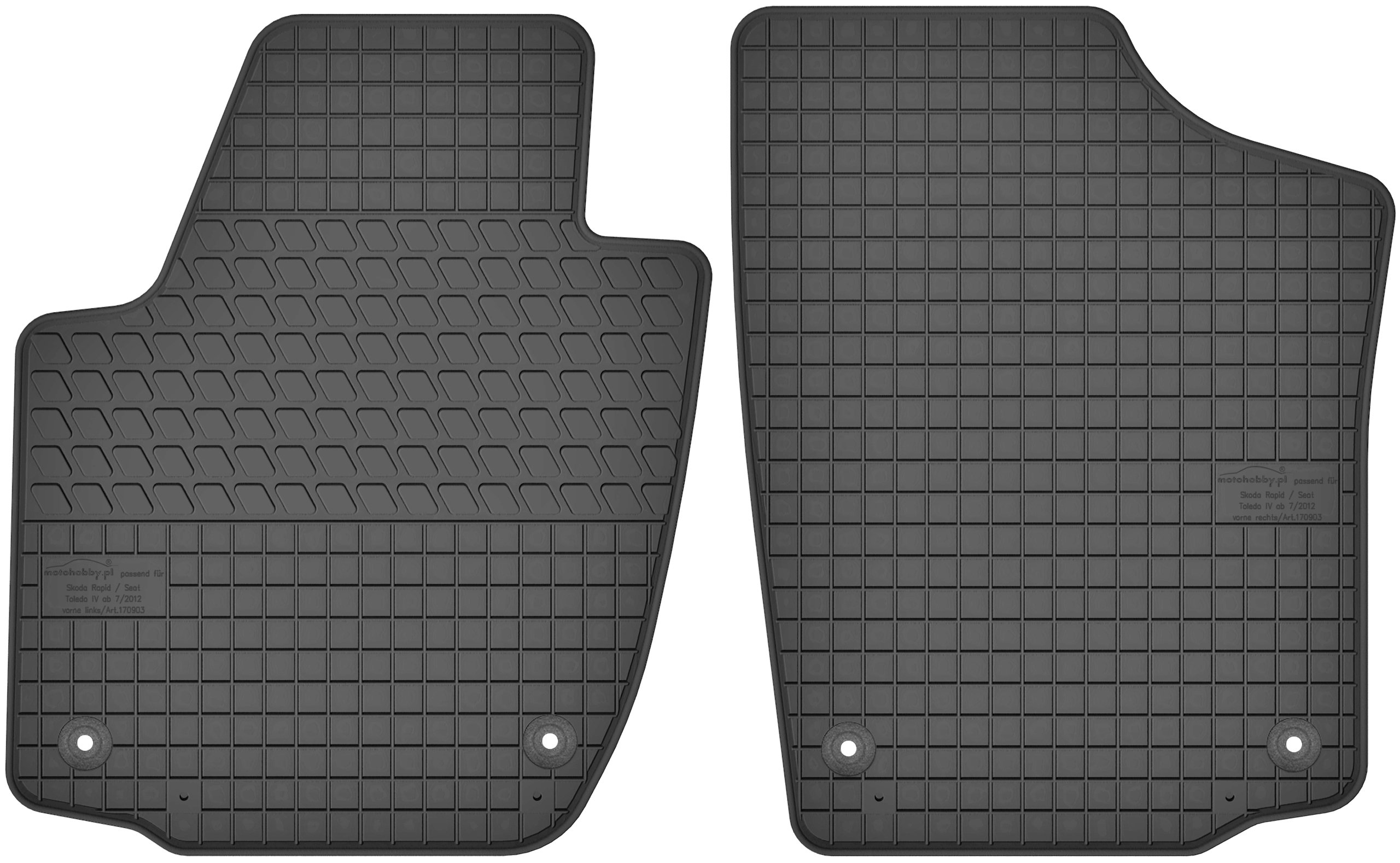 Коврики резиновые на перед к SKODA RAPID / SEAT TOLEDO IV 12-19