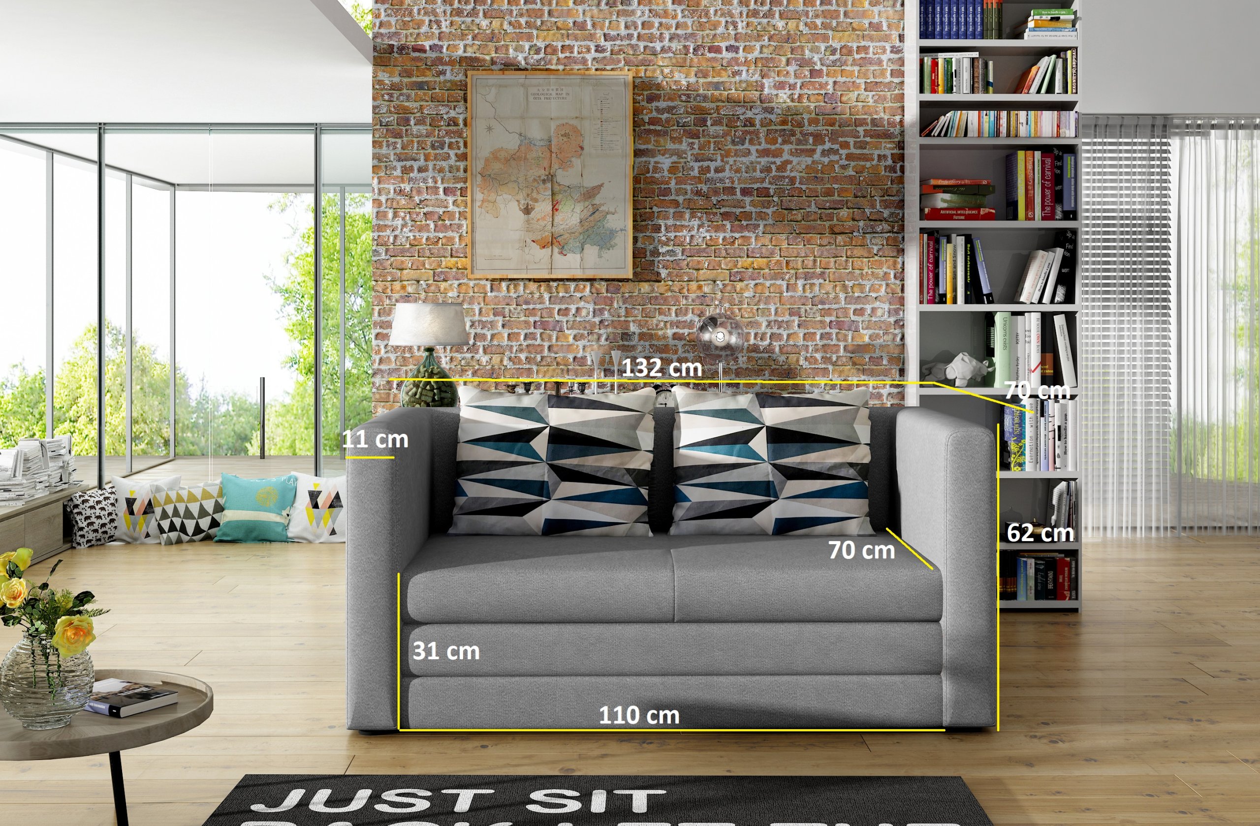 Kanapa NEVA rozkładana sofa łóżko szara RIBES Typ sofa (kanapa)