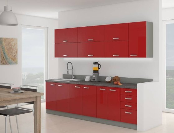 Kuchnia Grey Bianca Karmen Rose Połysk Materiał płyta MDF