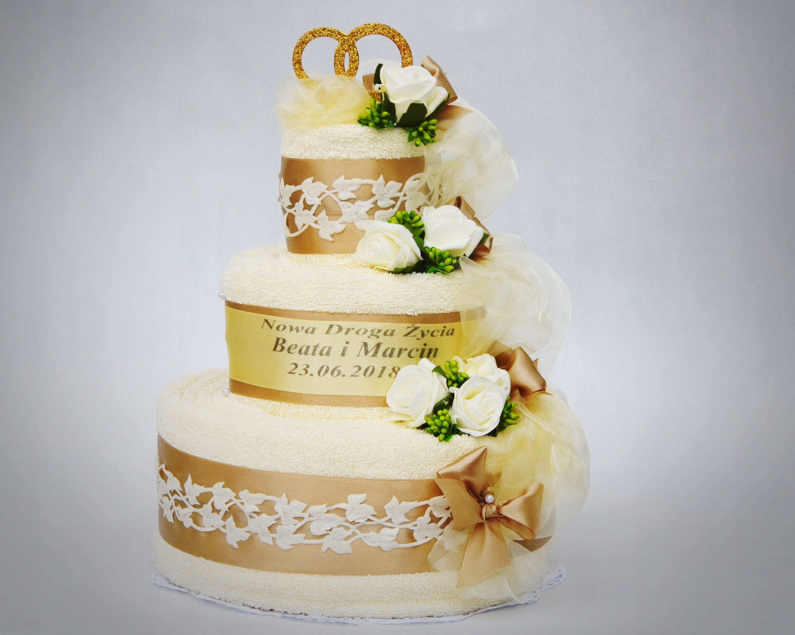 Dodatkowy haft na ręcznikach, wstążce do tortów Wymiary ręcznika 50x100cm