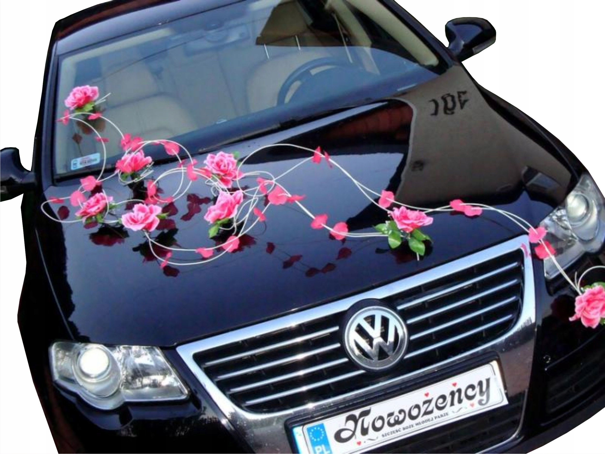 2.Dekoracja samochodu na samochód ślubny ślub auto
