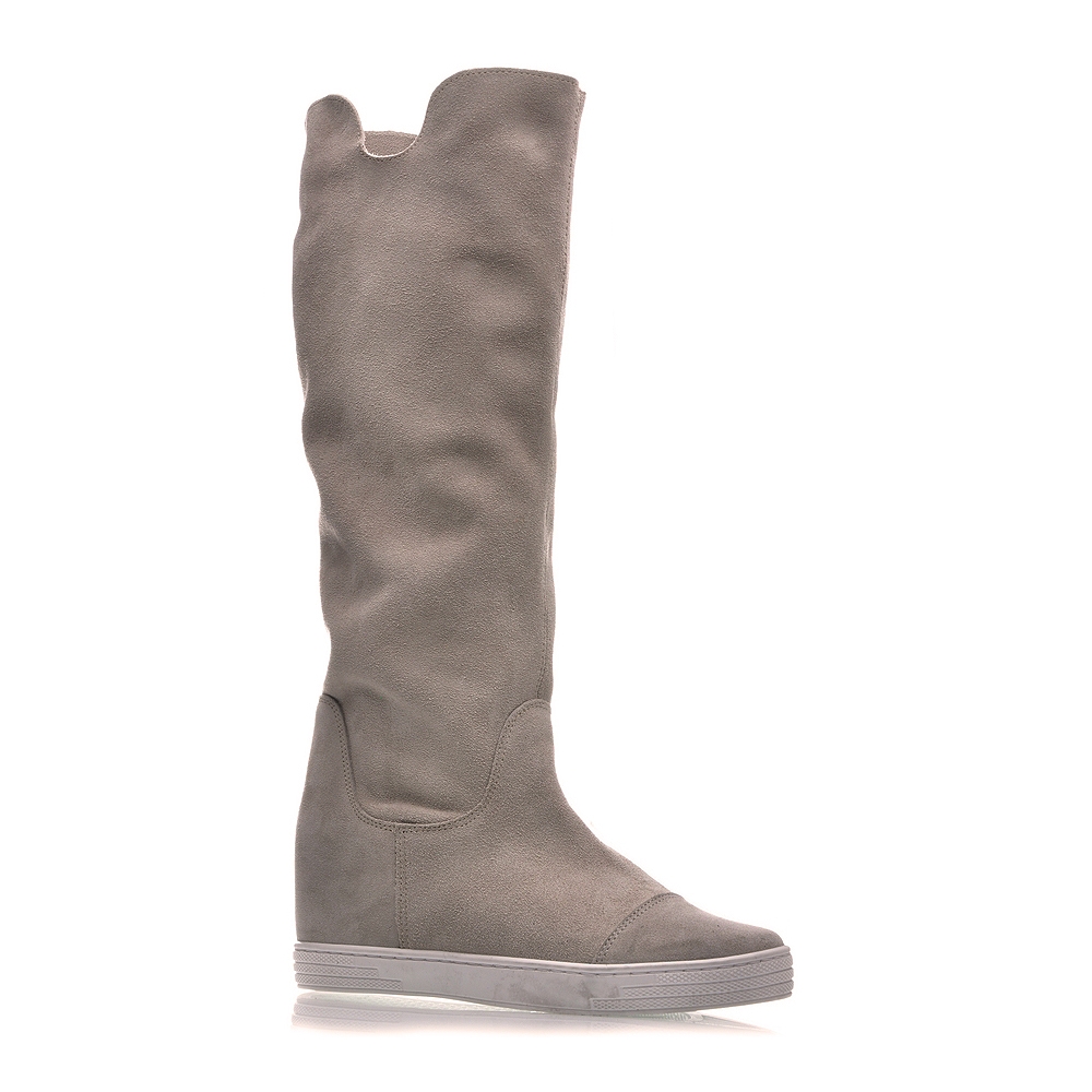 Kozačky capucino kůže na klínku pohodlné vel 41