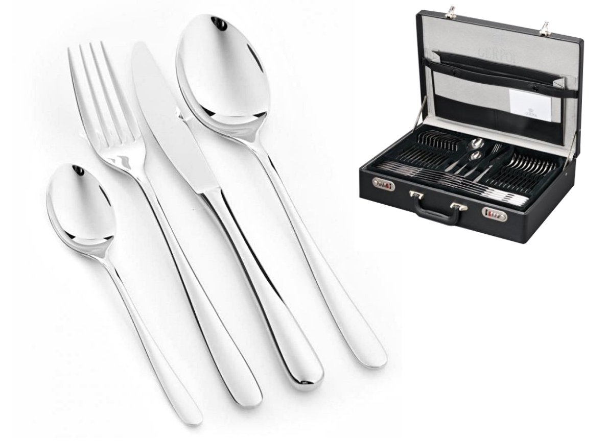 GERPOL СТОЛОВЫЕ ПРИБОРЫ 68 EL В ЧЕМОДАНЕ VENUS 12 ЗАДНИЙ ГЛЯНЕЦ