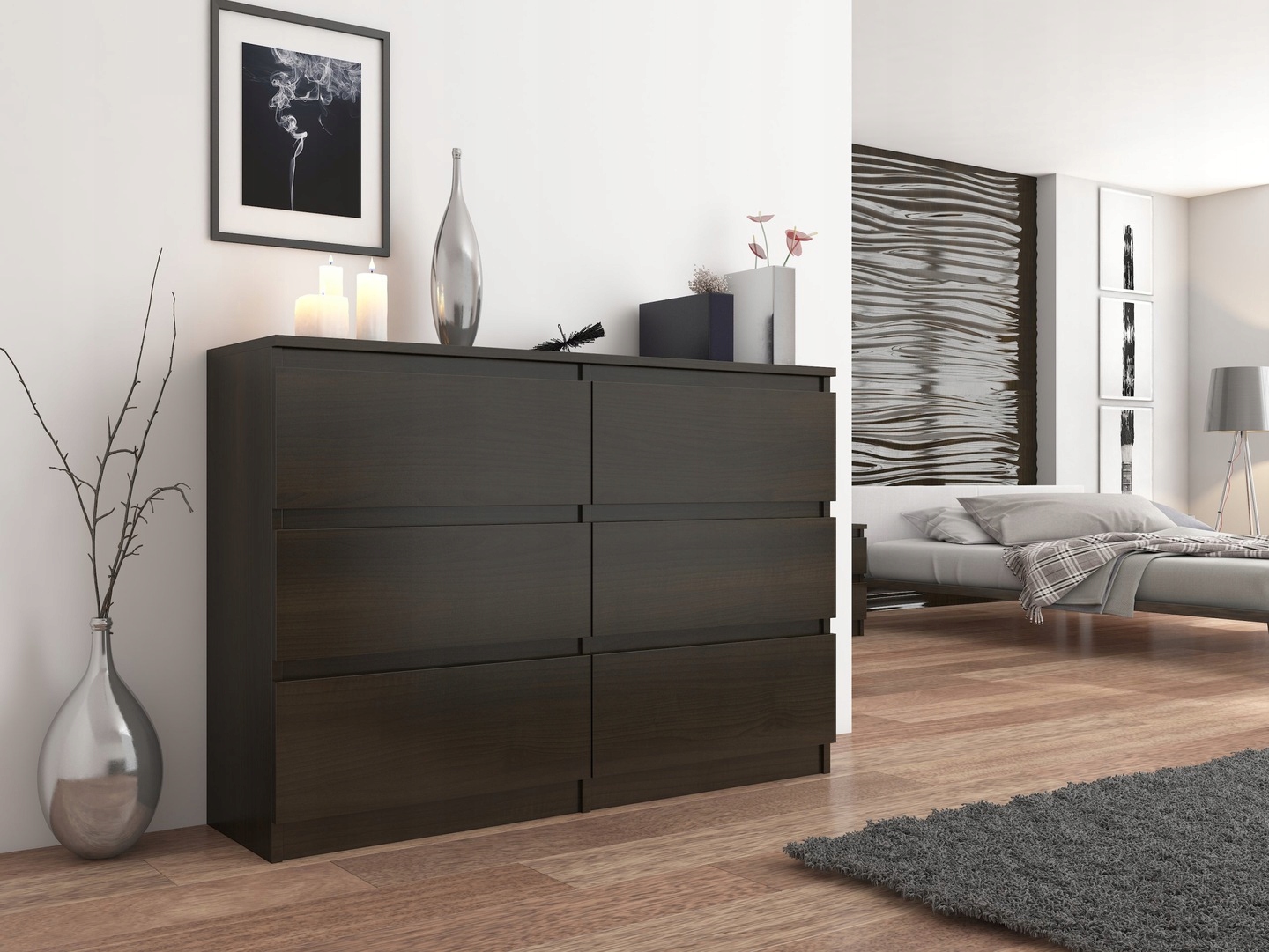 KOMODA 140 CM WENGE SZAFKA 6 SZUFLAD PRODUCENT PL Szerokość mebla 140 cm