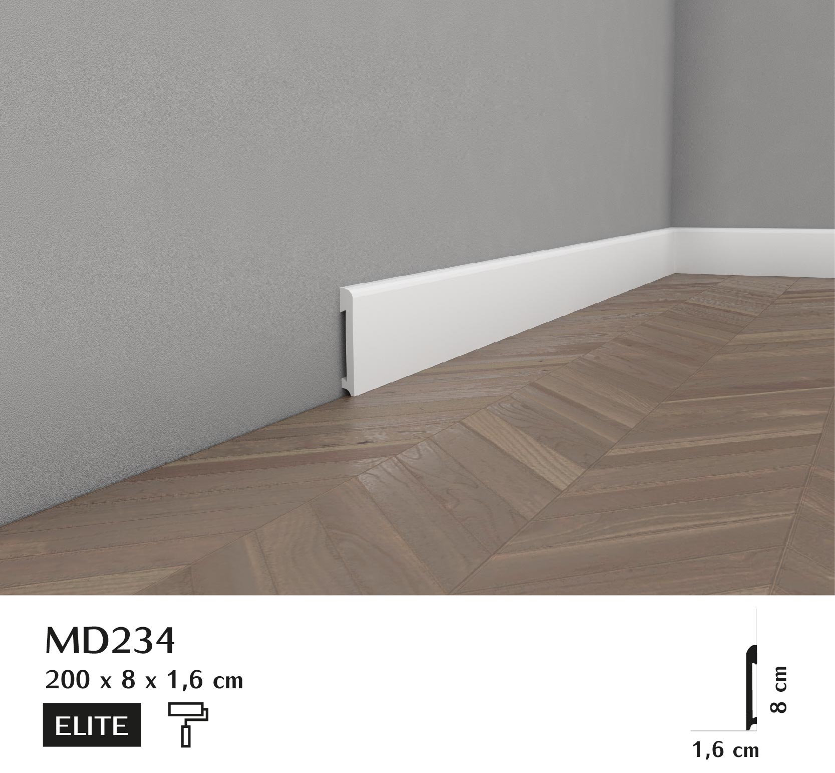 LISTWA PODŁOGOWA WODOODPORNA 8x1,6cm EAN (GTIN) 5901694455112