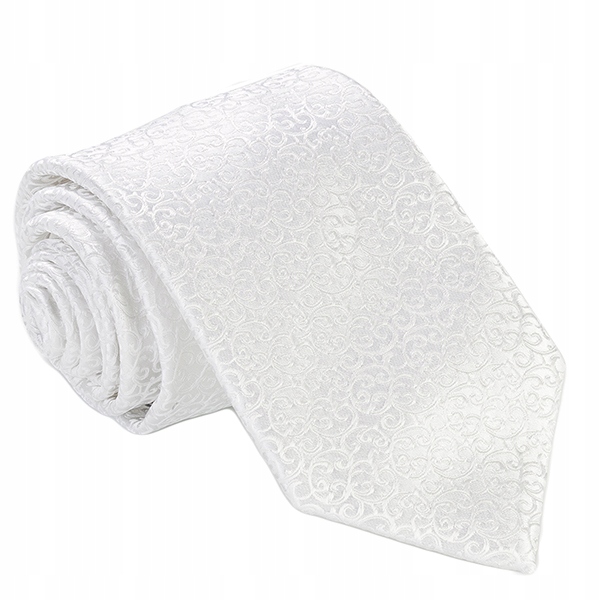 

Mikrofibra Krawat Ślubny Paisley Ivory Biały g161