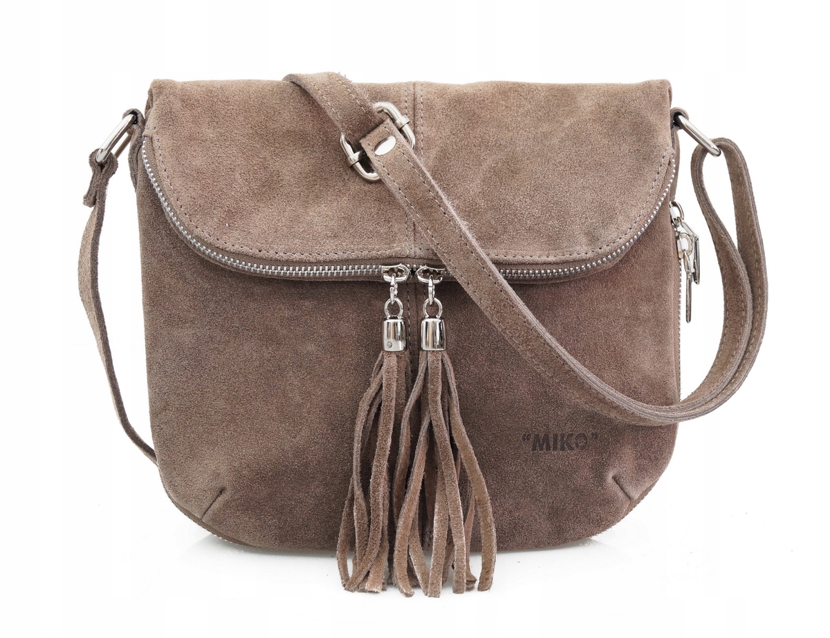 

Torebka Skórzana zamsz listonoszka V305 taupe