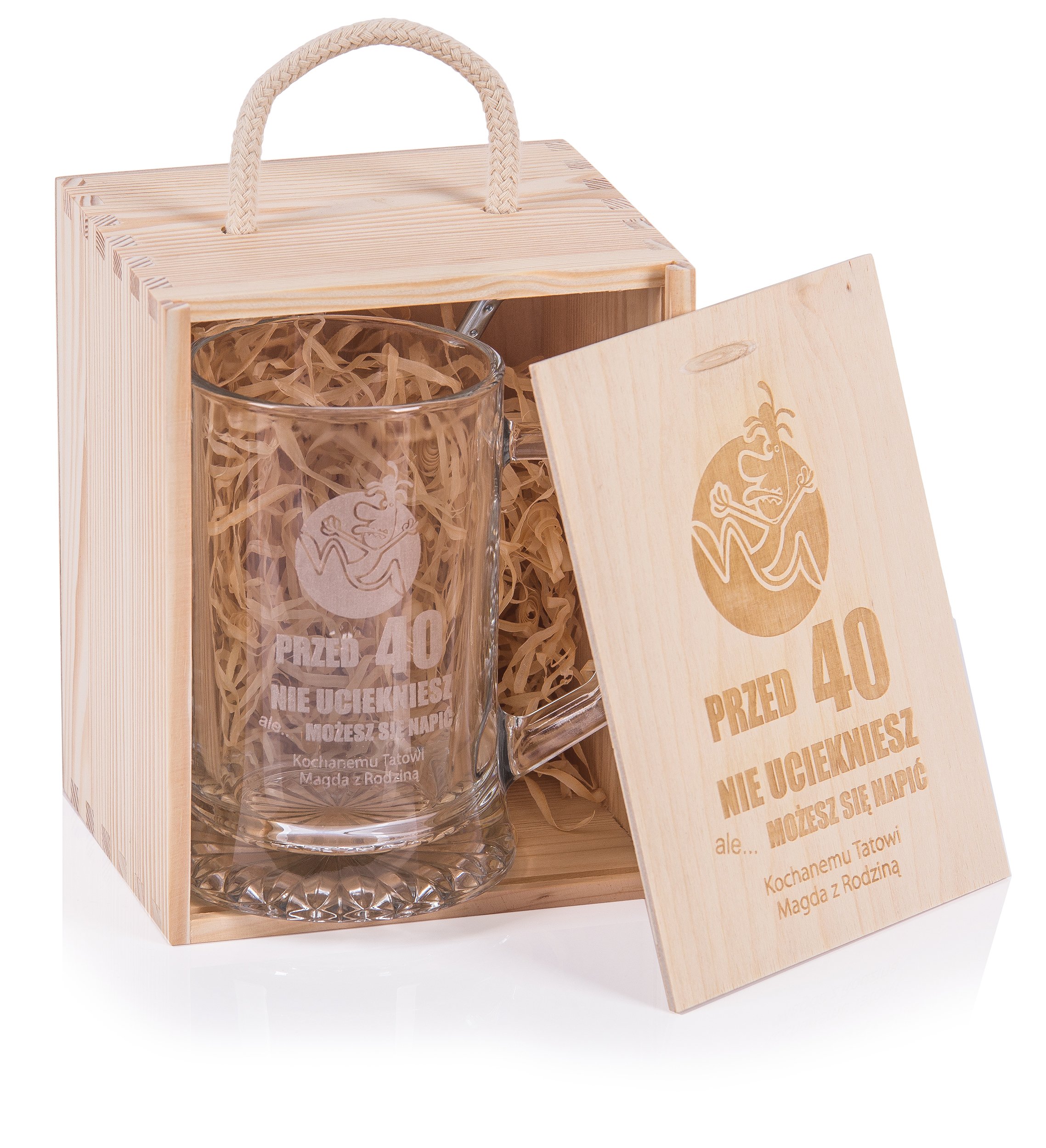 KUFEL W SKRZYNCE Z GRAWEREM WZORY PREZENT URODZINY Marka Grawernia24