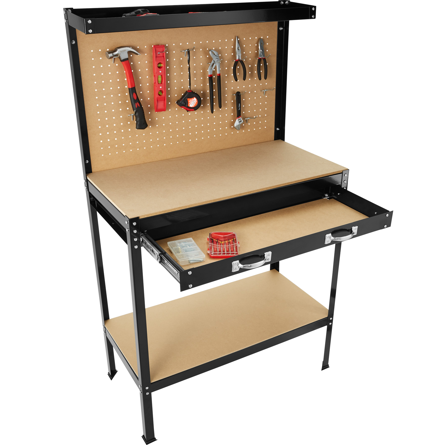 Stół warsztatowy z tablicą i szufladą Rodzaj tablica z elementami