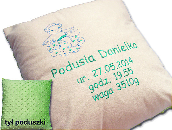 

Poduszka Z Dedykacją Chrzest Roczek Haft Minky