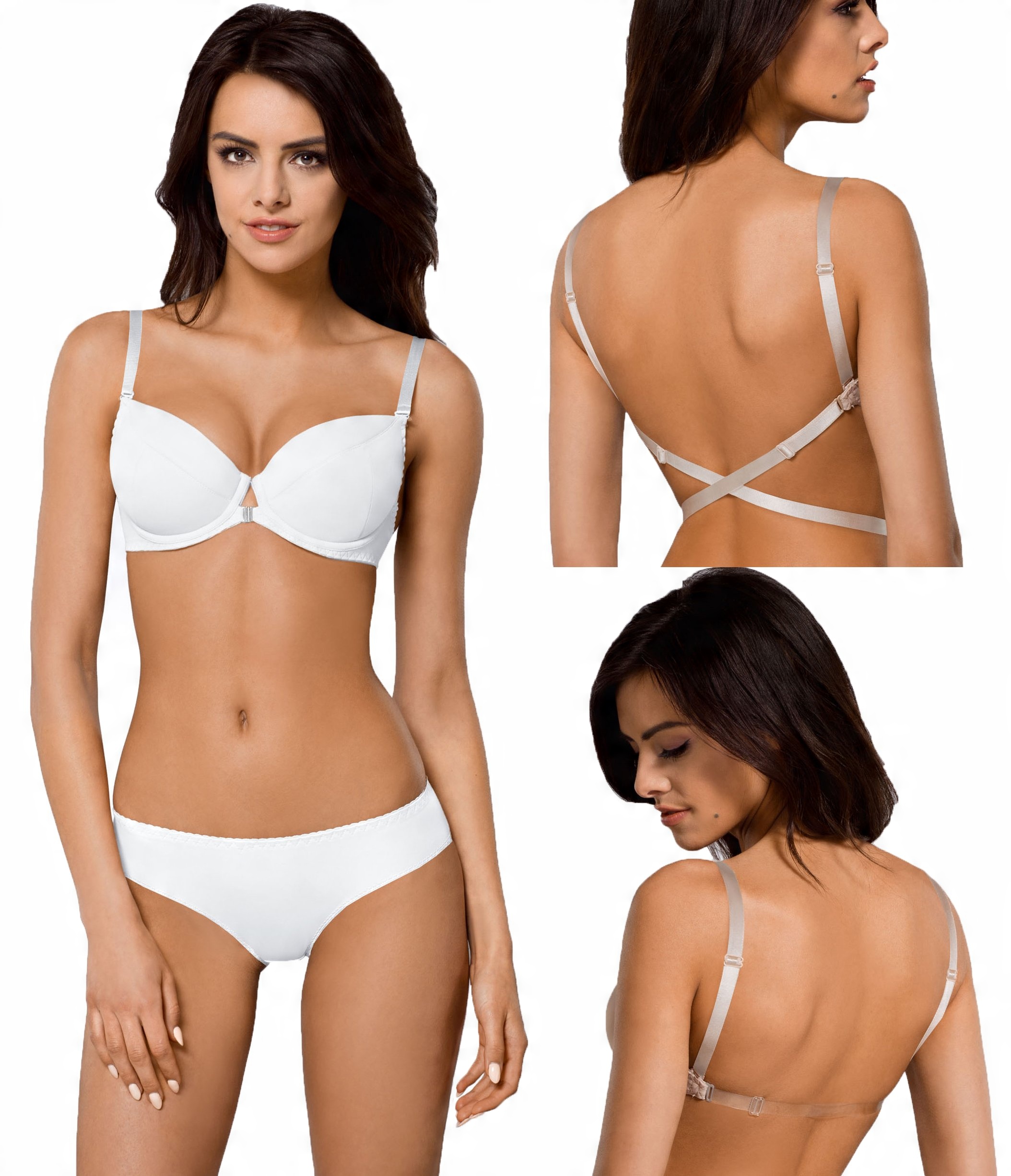 

Ava 146/69 Push-up odkryte plecy 3w1 biały # 75B