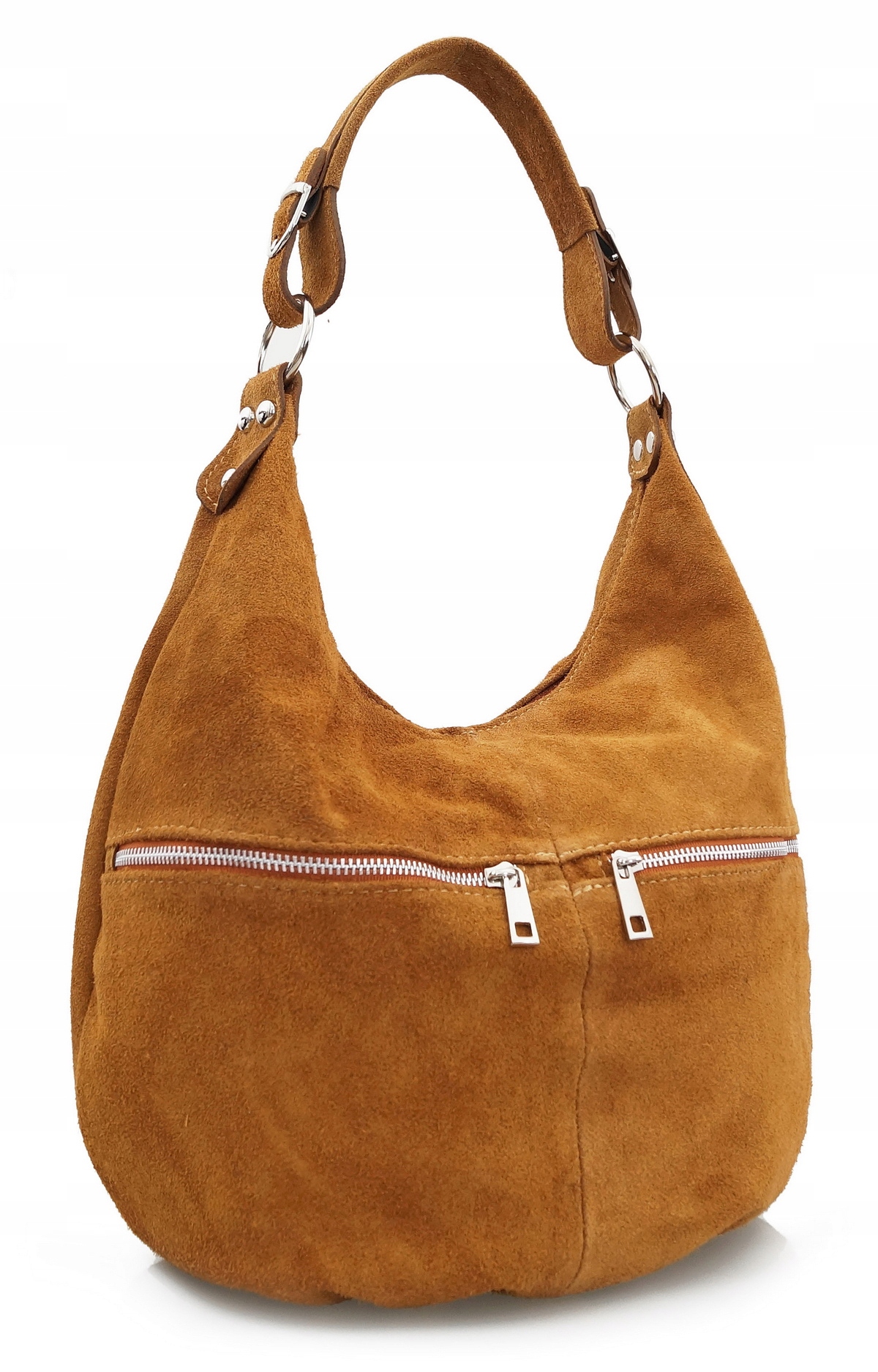 TOREBKA SKÓRZANA zamsz worek suwaki V318 camel Materiał dominujący skóra naturalna zamszowa