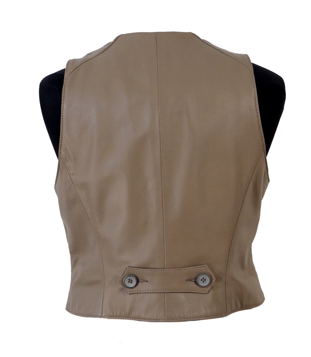 ELEGANCKA KAMIZELKA Skórzana Damska 42 Beżowa NOWA Rozmiar 42