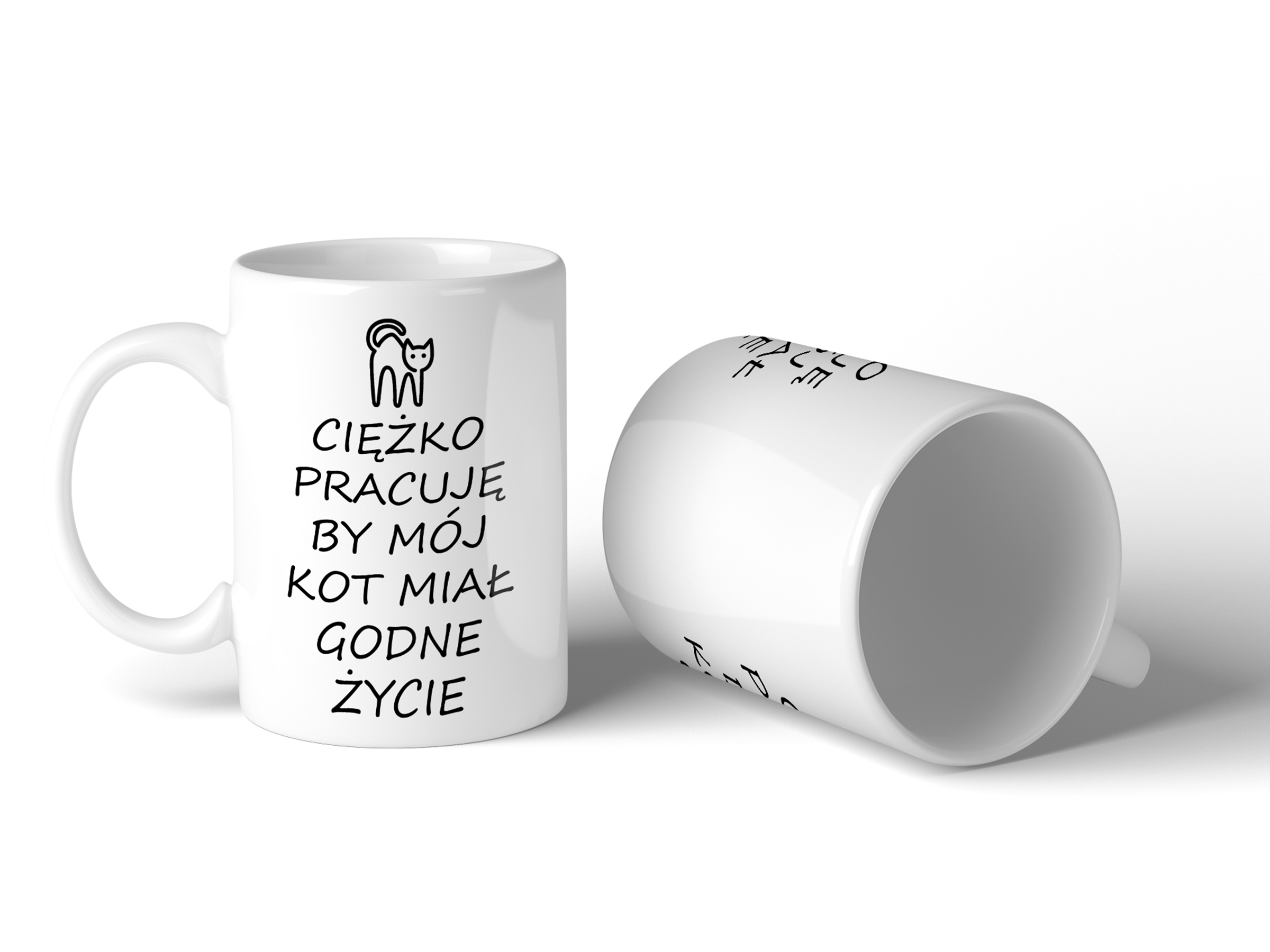 

Kubek Z Napisami Ciężko Pracuję By Mój Kot.. 330ml