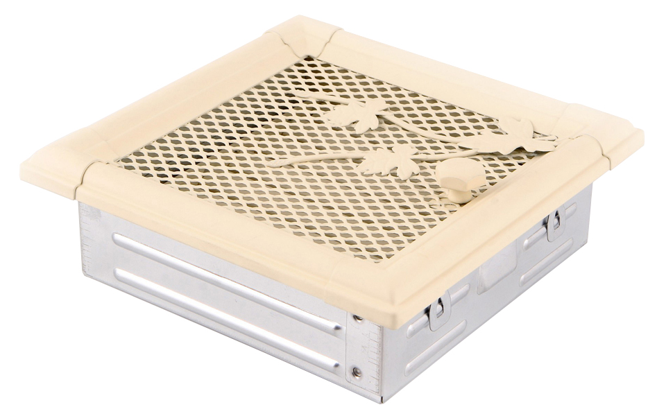 Krbová mřížka 16x16 cm s žaluzií Slonová Kost