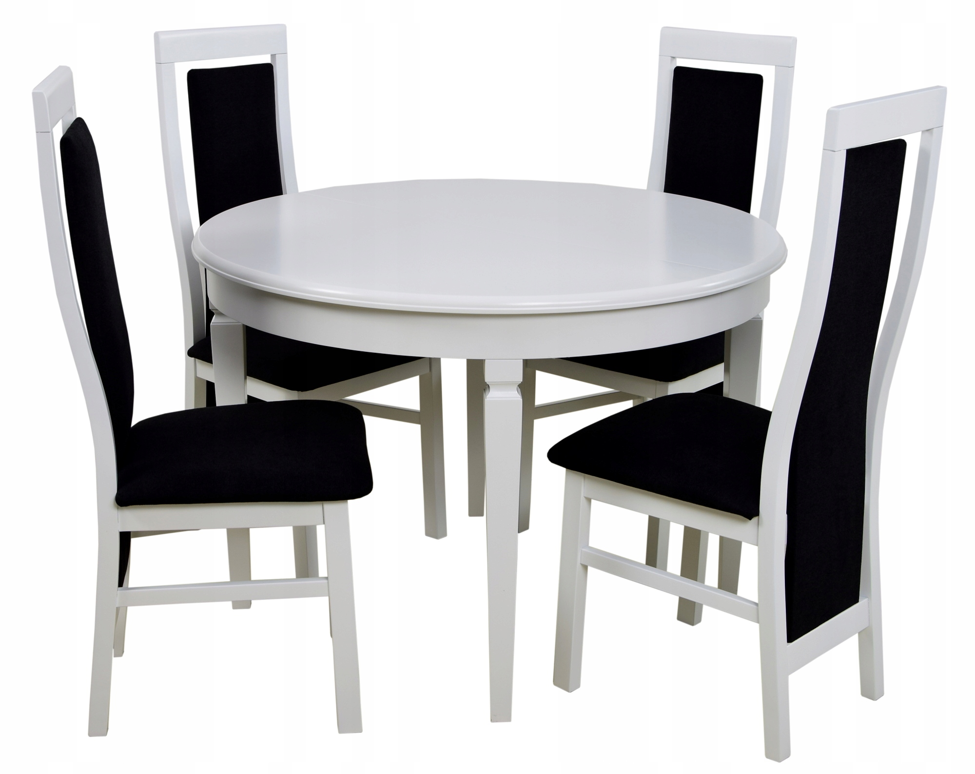 Купить кухонные стулья комплект. Круглый стол Carmelo раздвижной + 4 стула Oklahoma. Круглый белый стол со стульями на кухню. Белый стол и стулья для кухни. Кухонные круглые белые столы и стулья.