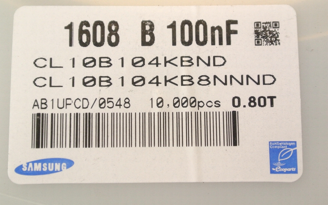 

100nF Smd 0603 50V Samsung CL10B104KB8NNND x100szt