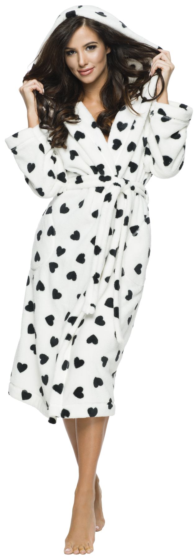 SERCA DŁUGI PUCHOWY DAMSKI SZLAFROK PODOMKA S Rękaw długi rękaw