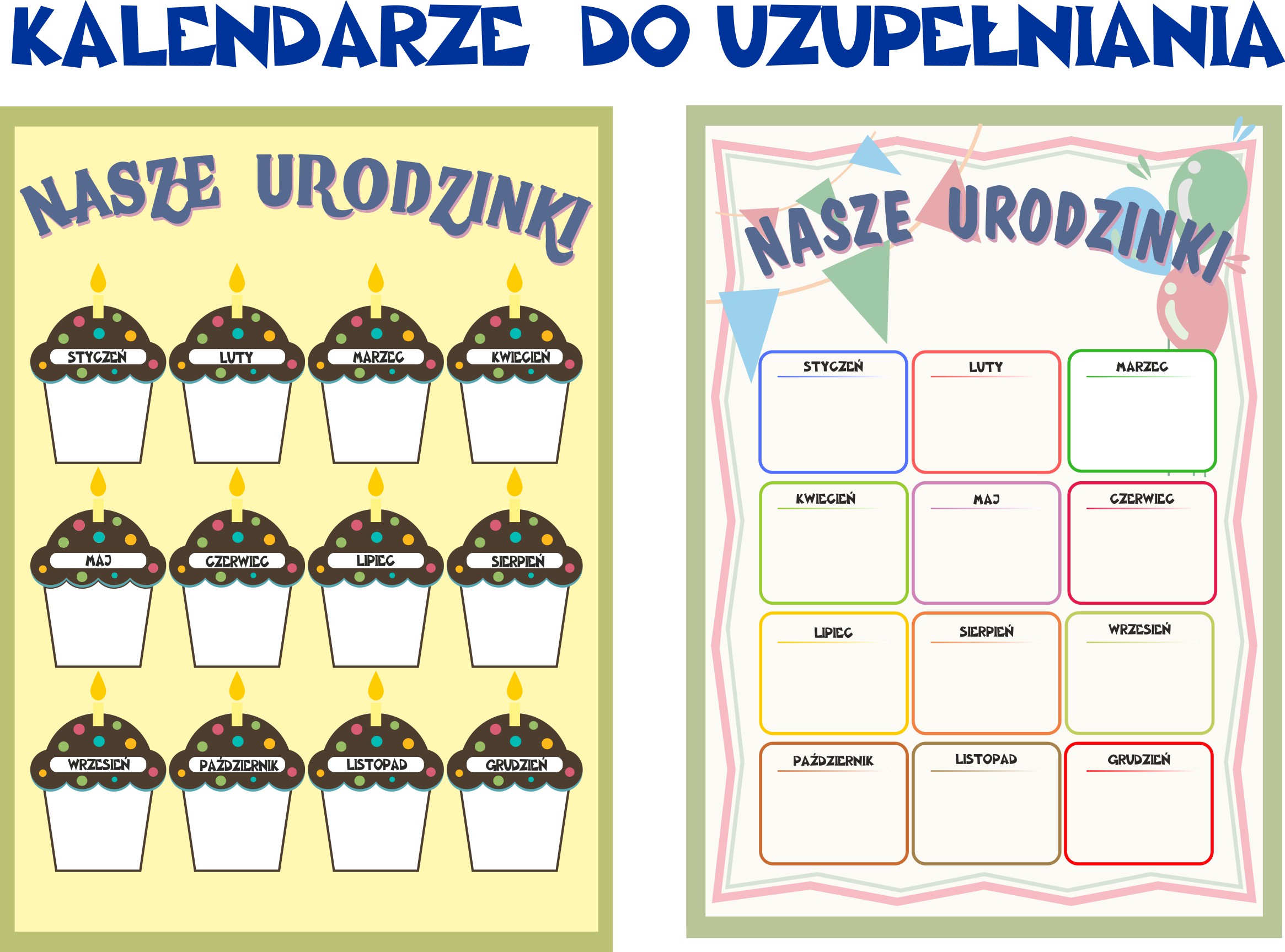 Kalendarz Urodzin Przedszkole Do Druku TABLICA KALENDARZ URODZIN PLANSZA DO UZUPEŁNIANIA - 7228262793