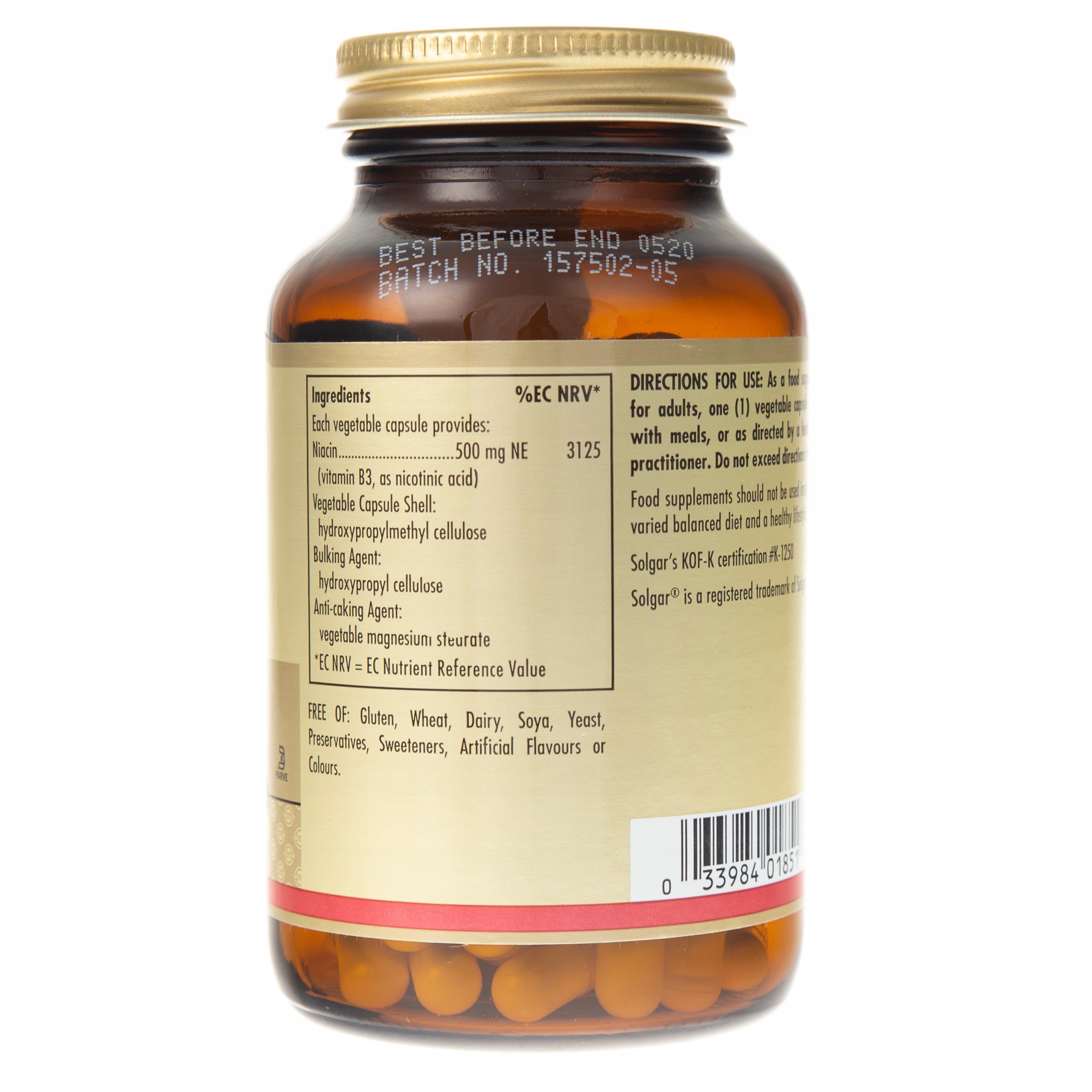 SOLGAR NIACYNA WITAMINA B3 NIACIN 500MG 100 KAPS - 7338163366 ...