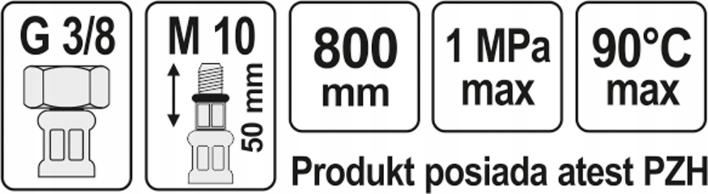Шланг для воды кран длинный M10 3/8 80 см PzH длина 80 см