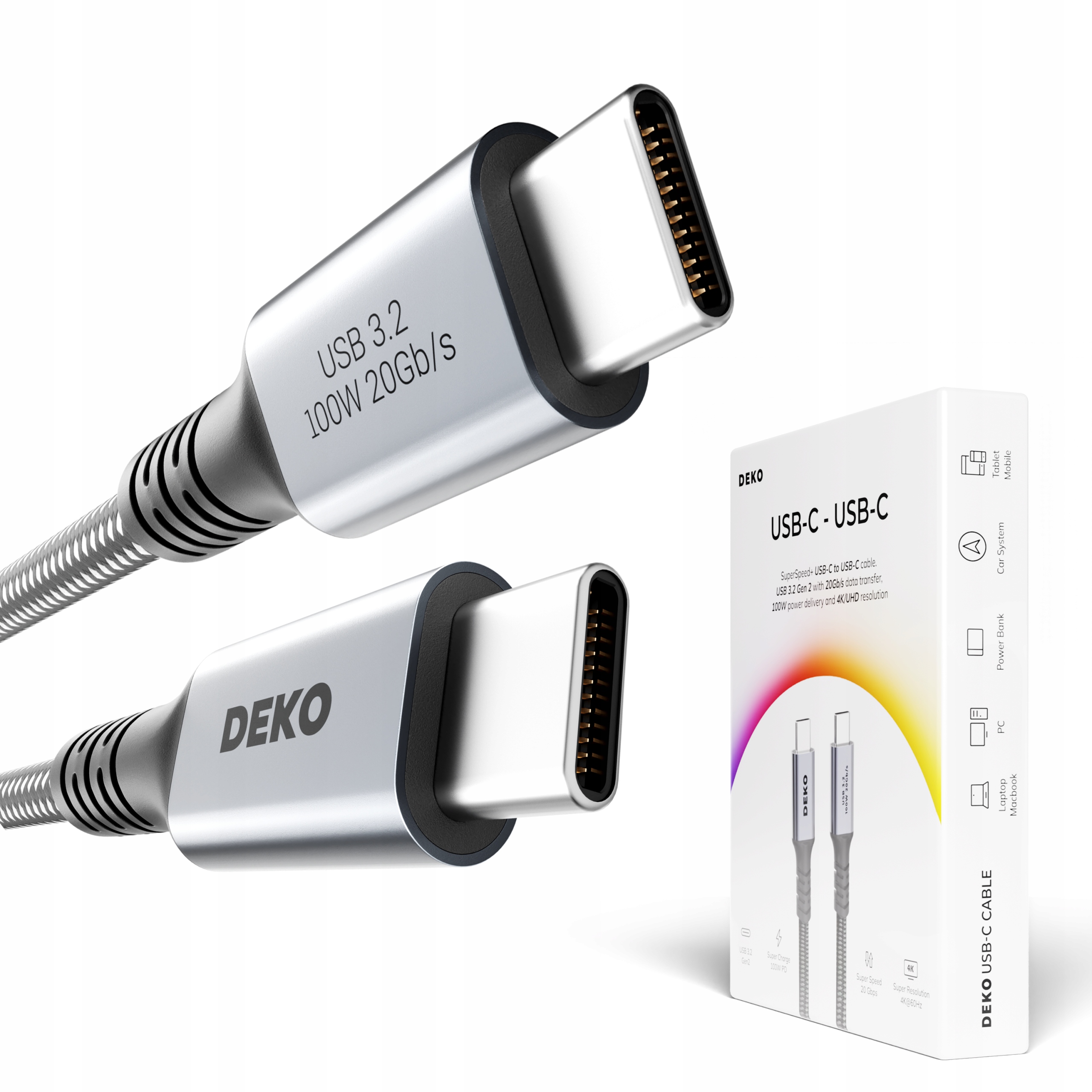 Kabel Usb C Szybkie Ładowanie 100W Do Android Auto Typ C USB3.2 Krótki 0.3M