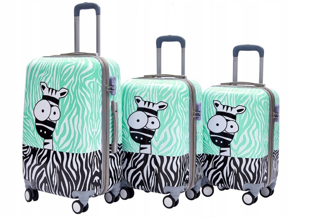 OUTLET MAŁA WALIZKA BAGAŻ PODRĘCZNY ZEBRA MINT 20