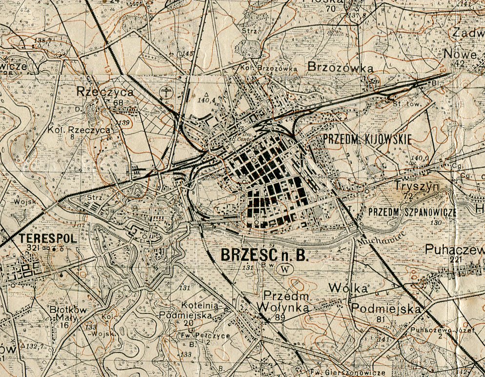 BRZEŚĆ nad Bugiem / TERESPOL :  mapa wojskowa 1931